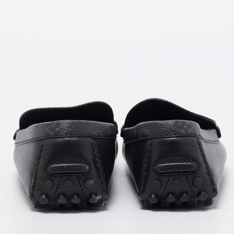 Pre Owned Louis Vuitton Black Leather Hockenheim Loafers Size 43.5 