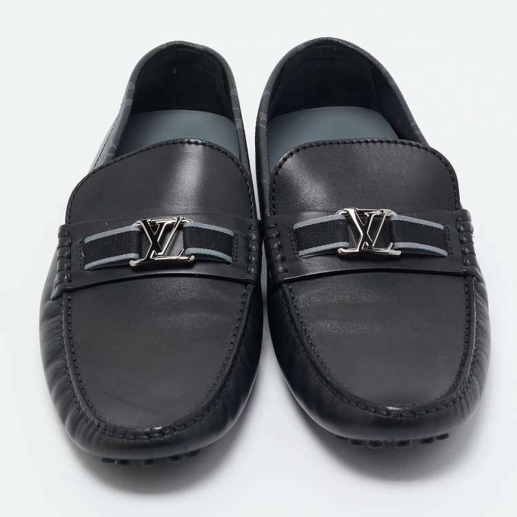 Pre Owned Louis Vuitton Black Leather Hockenheim Loafers Size 43.5 