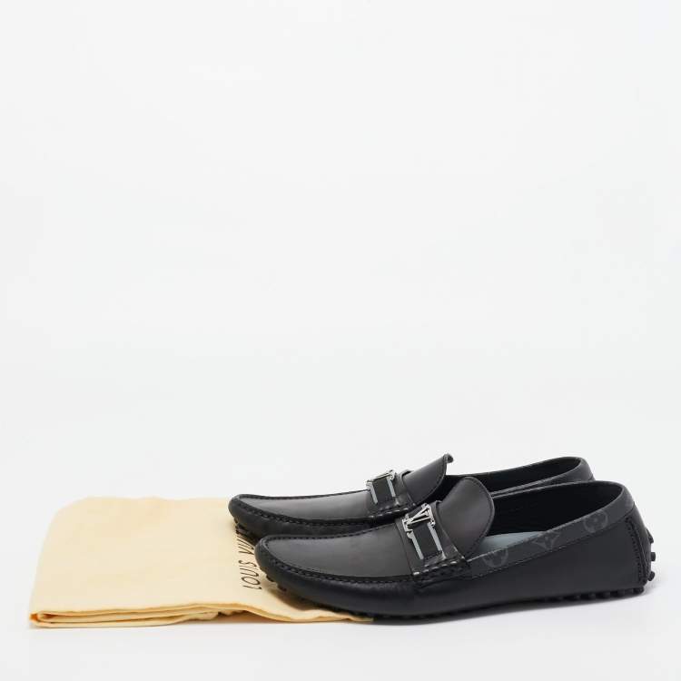 Pre Owned Louis Vuitton Black Leather Hockenheim Loafers Size 43.5 