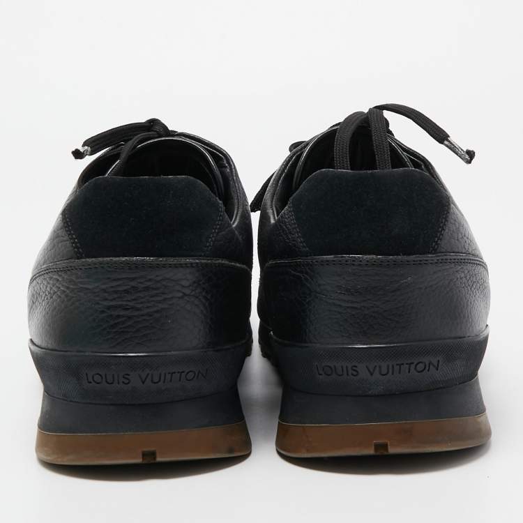 Pre Owned Louis Vuitton Black Leather and Canvas Low Top Sneakers Size 45