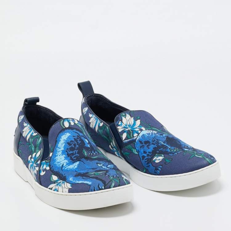 Pre Owned Louis Vuitton Navy Blue Leather and Canvas  Match Up Sneakers Size 43.5