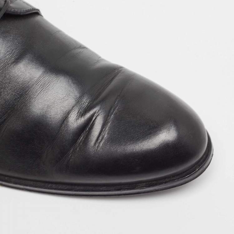 Pre Owned Louis Vuitton Black Damier Embossed Leather Lace Up Oxford Size 43