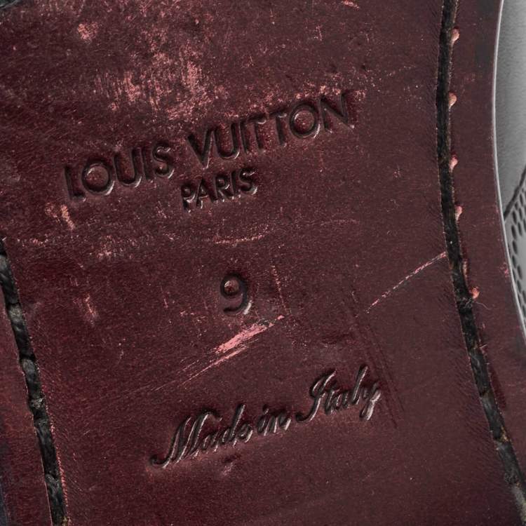 Pre Owned Louis Vuitton Black Damier Embossed Leather Lace Up Oxford Size 43