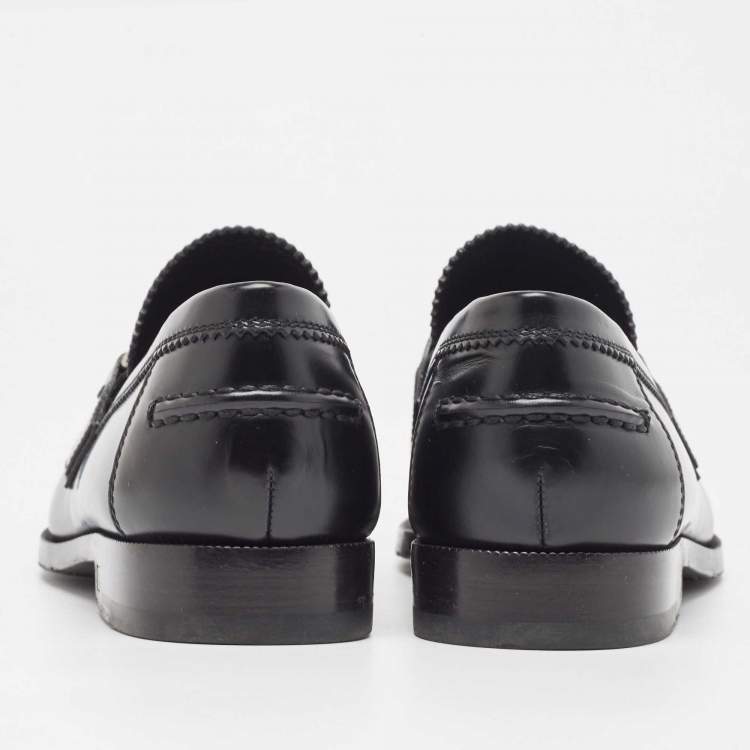 Pre Owned Louis Vuitton Black Leather Hockenheim Loafers Size 41.5