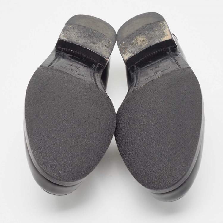 Pre Owned Louis Vuitton Black Leather Hockenheim Loafers Size 41.5