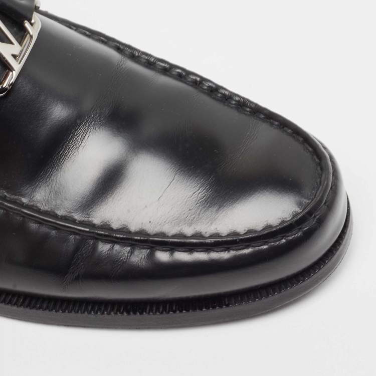 Pre Owned Louis Vuitton Black Leather Hockenheim Loafers Size 41.5