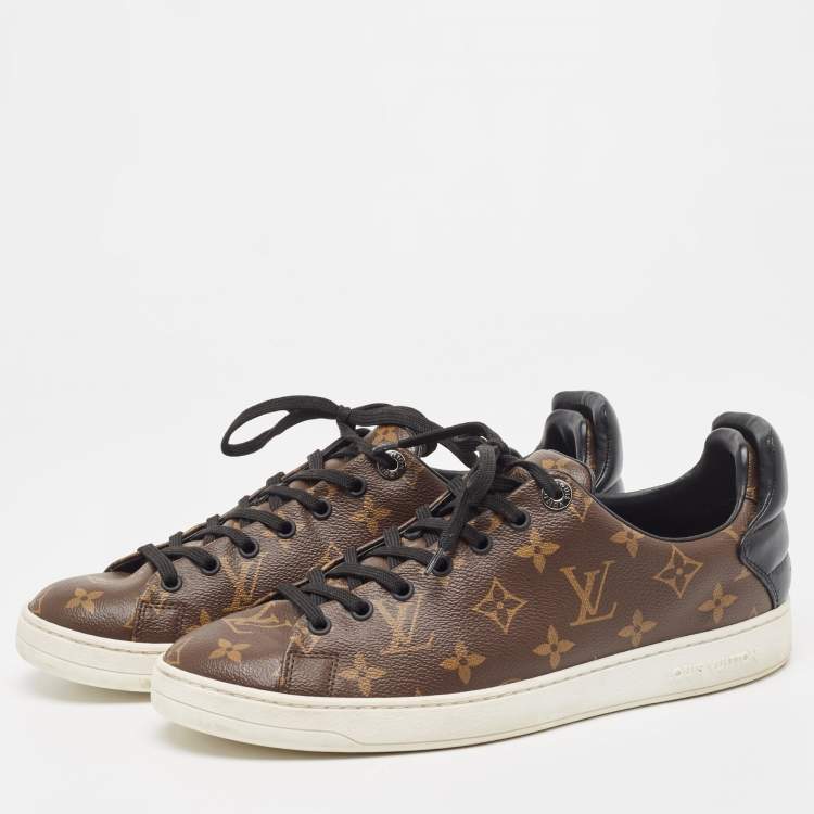 Pre Owned Louis Vuitton Brown Monogram Canvas and Leather Frontrow Sneakers Size 41.5
