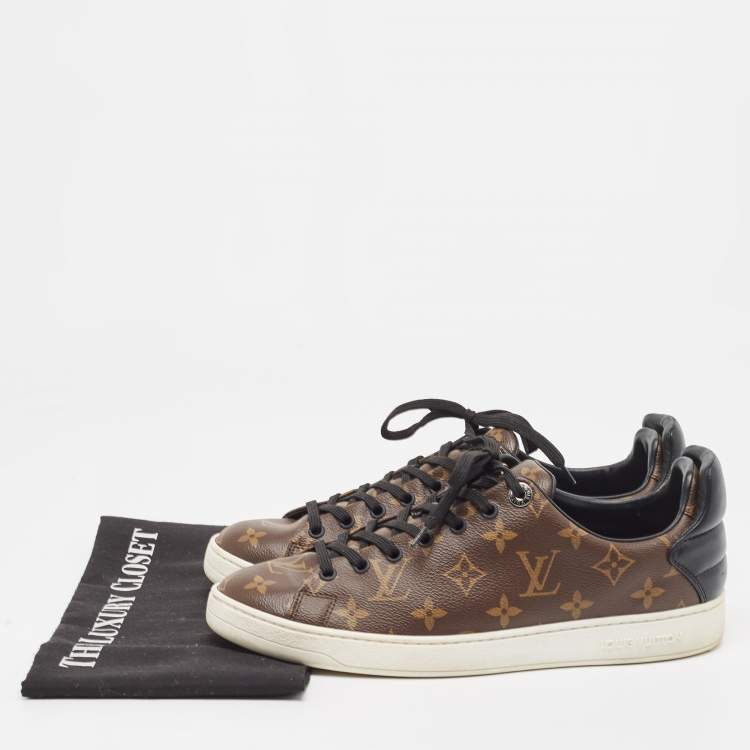 Pre Owned Louis Vuitton Brown Monogram Canvas and Leather Frontrow Sneakers Size 41.5