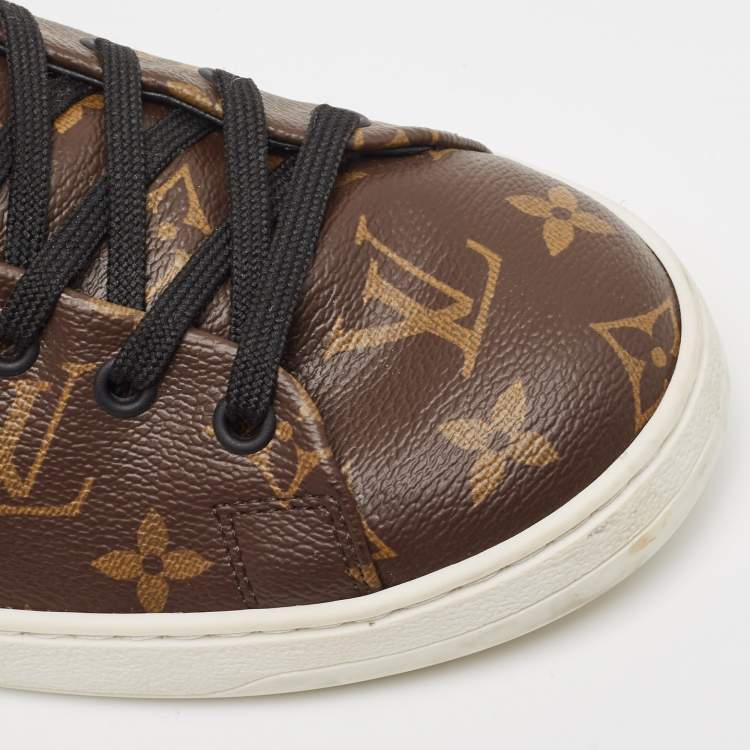 Pre Owned Louis Vuitton Brown Monogram Canvas and Leather Frontrow Sneakers Size 41.5