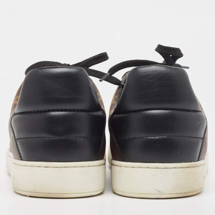 Pre Owned Louis Vuitton Brown Monogram Canvas and Leather Frontrow Sneakers Size 41.5