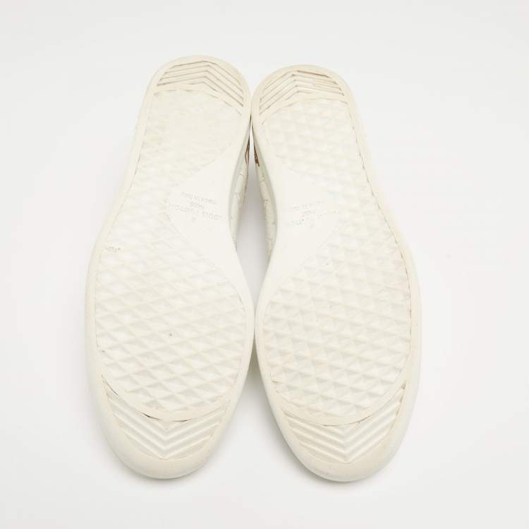 Pre Owned Louis Vuitton White/Brown Leather Luxembourg Sneakers Size 42