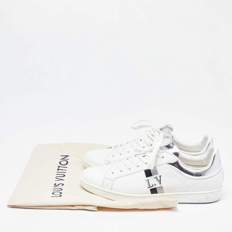 مملوكة مسبقًا Louis Vuitton White/Silver Leather Luxembourg Sneakers Size 42