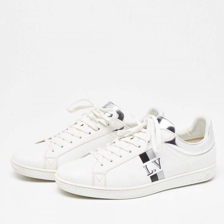 مملوكة مسبقًا Louis Vuitton White/Silver Leather Luxembourg Sneakers Size 42