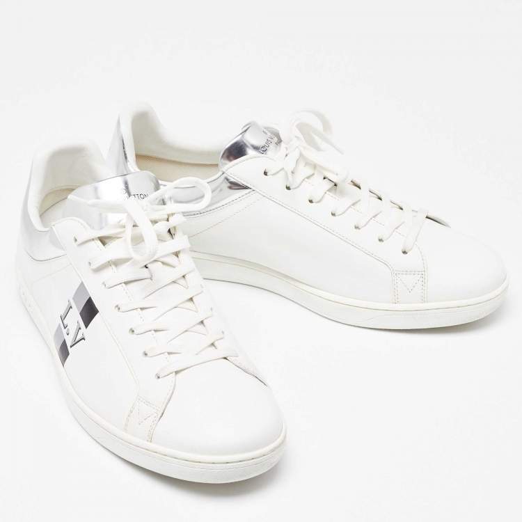 مملوكة مسبقًا Louis Vuitton White/Silver Leather Luxembourg Sneakers Size 42