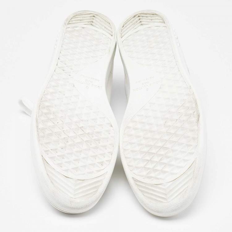 مملوكة مسبقًا Louis Vuitton White/Silver Leather Luxembourg Sneakers Size 42