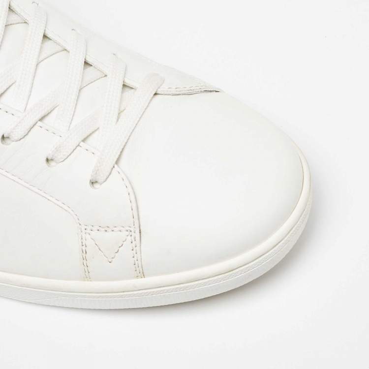 مملوكة مسبقًا Louis Vuitton White/Silver Leather Luxembourg Sneakers Size 42