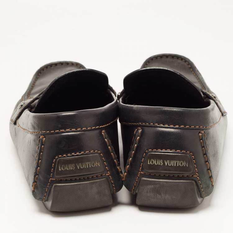 Pre Owned Louis Vuitton Black Leather Monte Carlo Loafers Size 44.5 