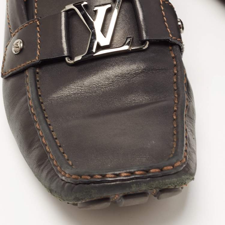 Pre Owned Louis Vuitton Black Leather Monte Carlo Loafers Size 44.5 