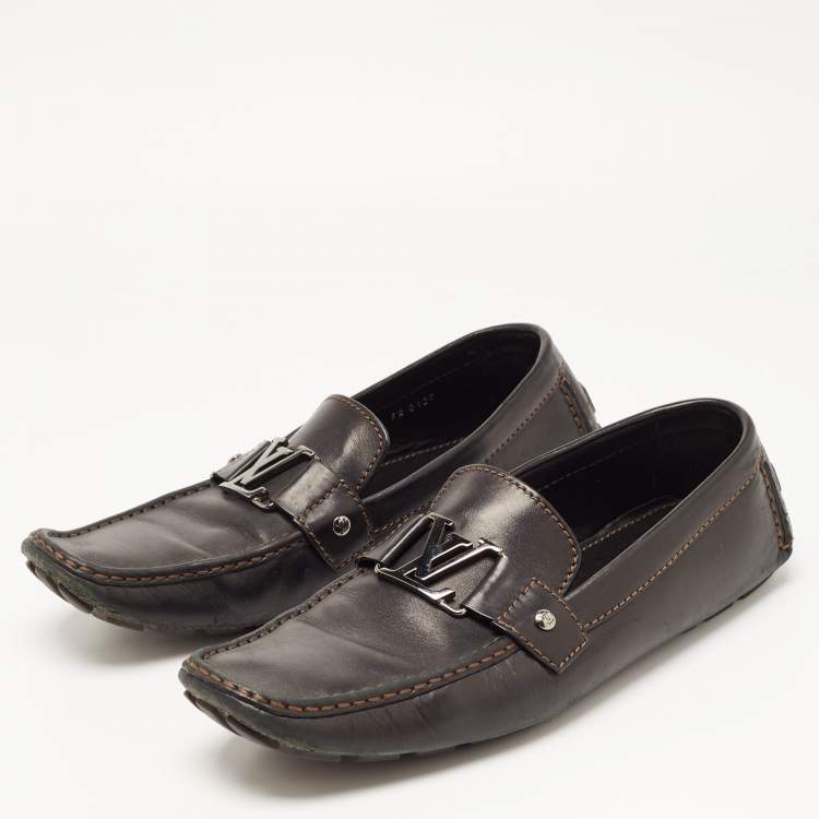 Pre Owned Louis Vuitton Black Leather Monte Carlo Loafers Size 44.5 