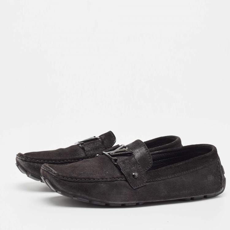 Pre Owned Louis Vuitton Black Suede Monte Carlo Loafers Size 44
