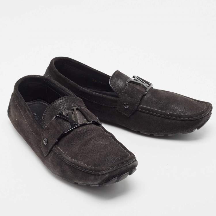 Pre Owned Louis Vuitton Black Suede Monte Carlo Loafers Size 44