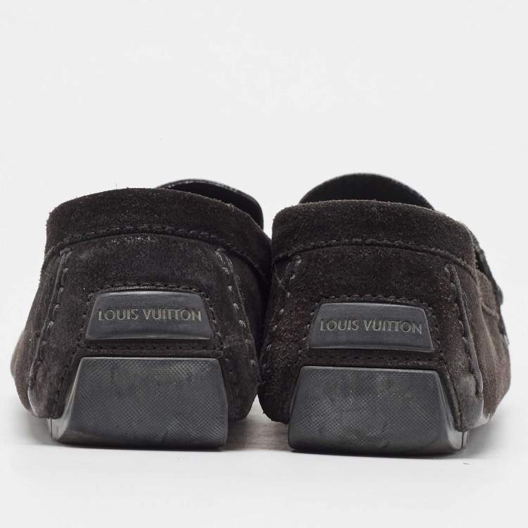 Pre Owned Louis Vuitton Black Suede Monte Carlo Loafers Size 44