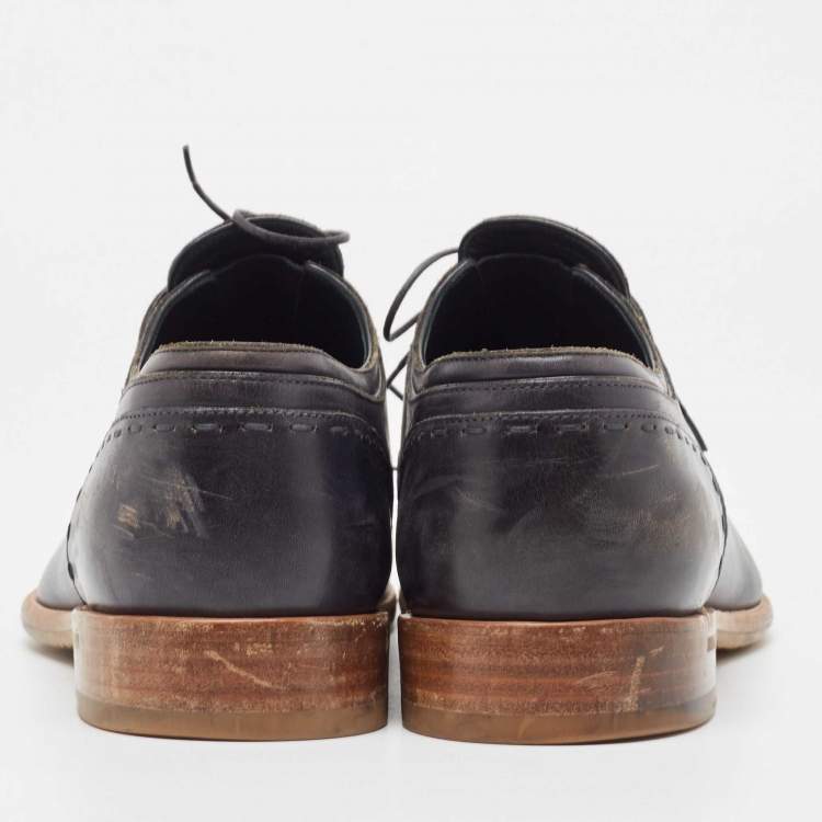 Pre Owned Louis Vuitton Black Leather Oxford Loafers Size 44