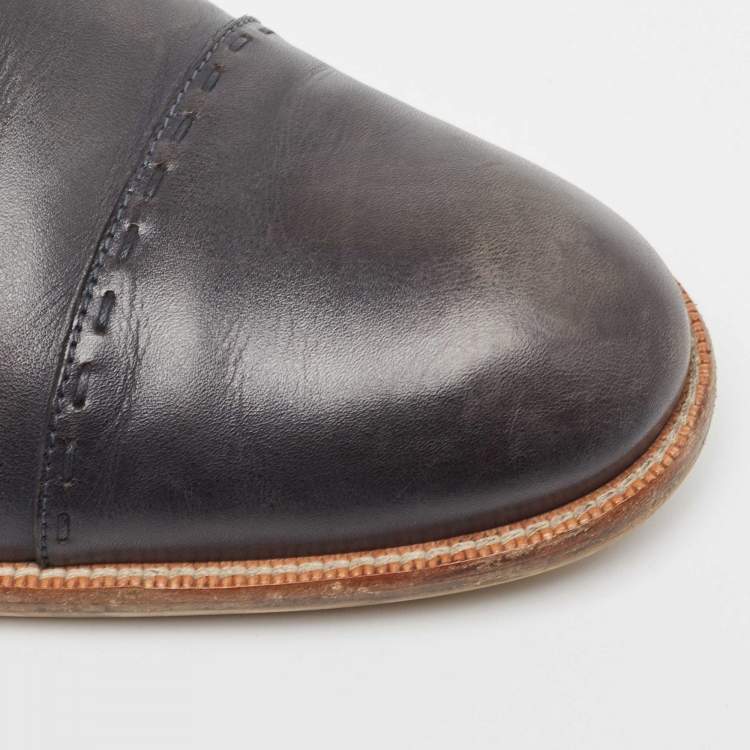 Pre Owned Louis Vuitton Black Leather Oxford Loafers Size 44