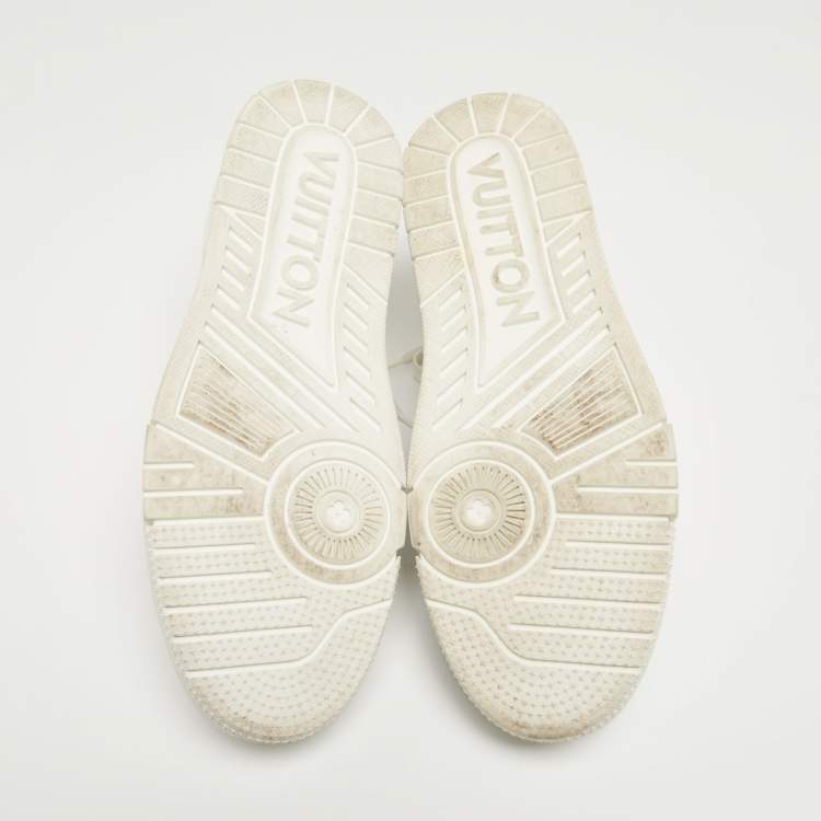 Pre Owned Louis Vuitton White Leather and Fabric LV Trainer Sneakers Size 41