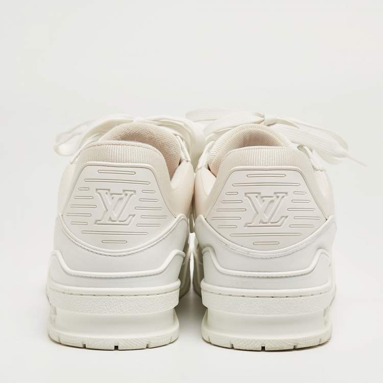 Pre Owned Louis Vuitton White Leather and Fabric LV Trainer Sneakers Size 41