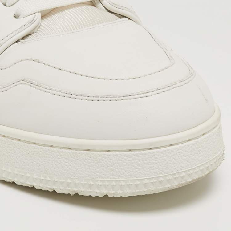 Pre Owned Louis Vuitton White Leather and Fabric LV Trainer Sneakers Size 41