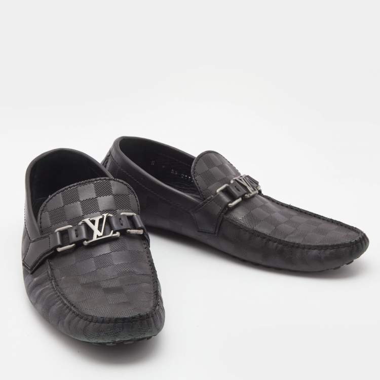Pre Owned Louis Vuitton Black Leather Hockenheim Loafers Size 43