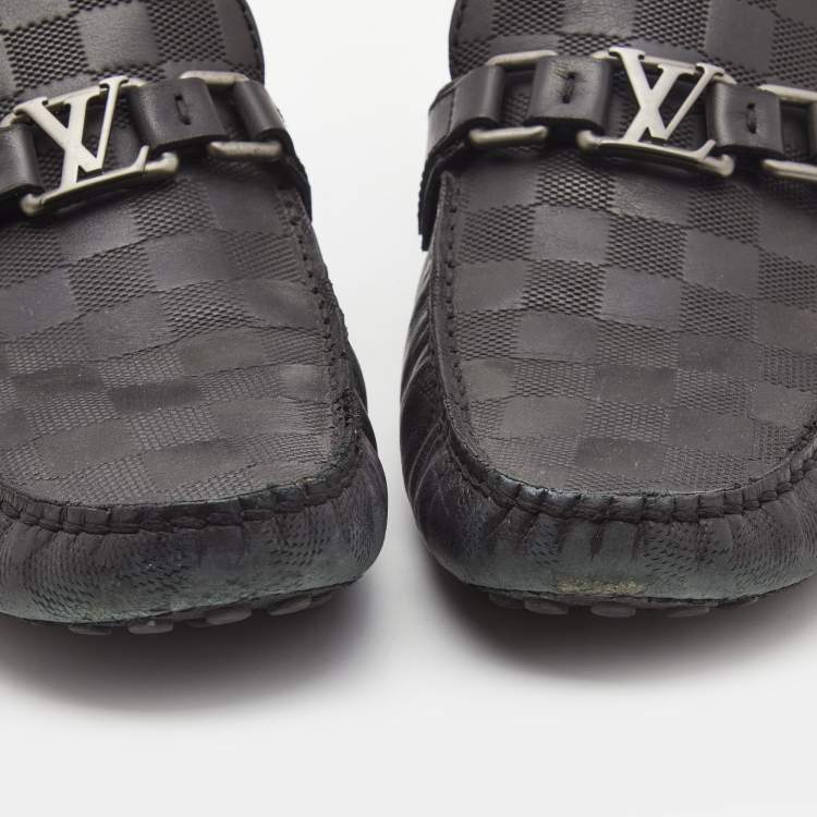 Pre Owned Louis Vuitton Black Leather Hockenheim Loafers Size 43