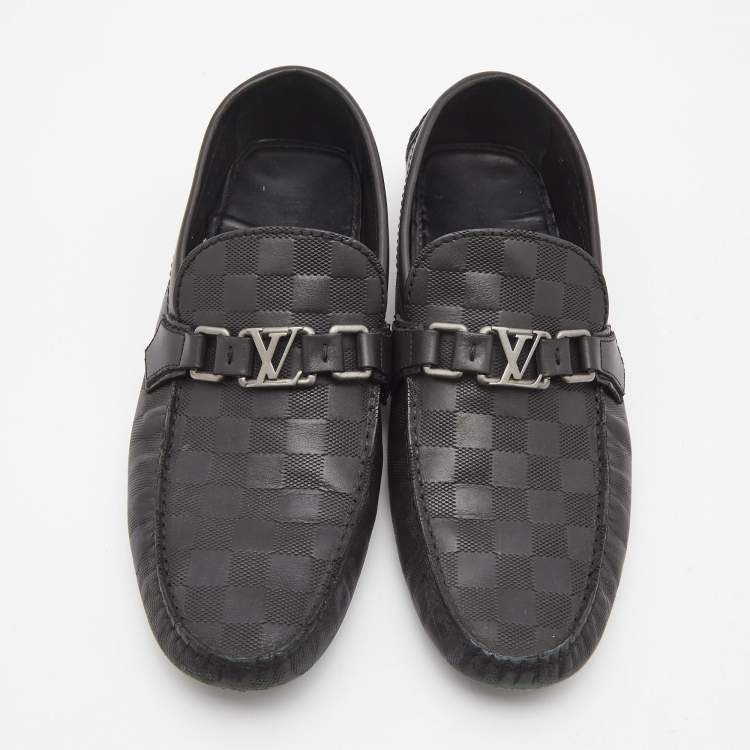 Pre Owned Louis Vuitton Black Leather Hockenheim Loafers Size 43