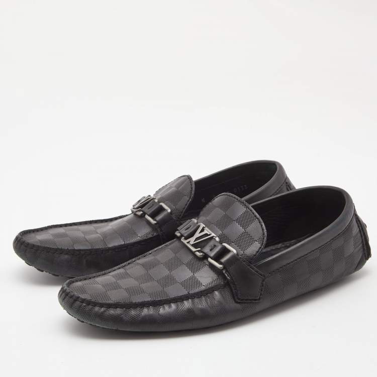 Pre Owned Louis Vuitton Black Leather Hockenheim Loafers Size 43