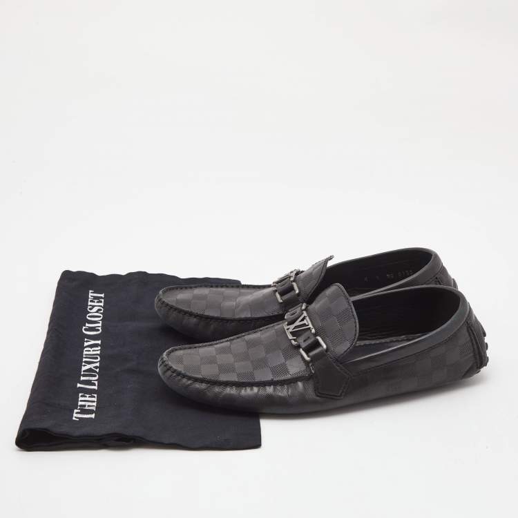 Pre Owned Louis Vuitton Black Leather Hockenheim Loafers Size 43