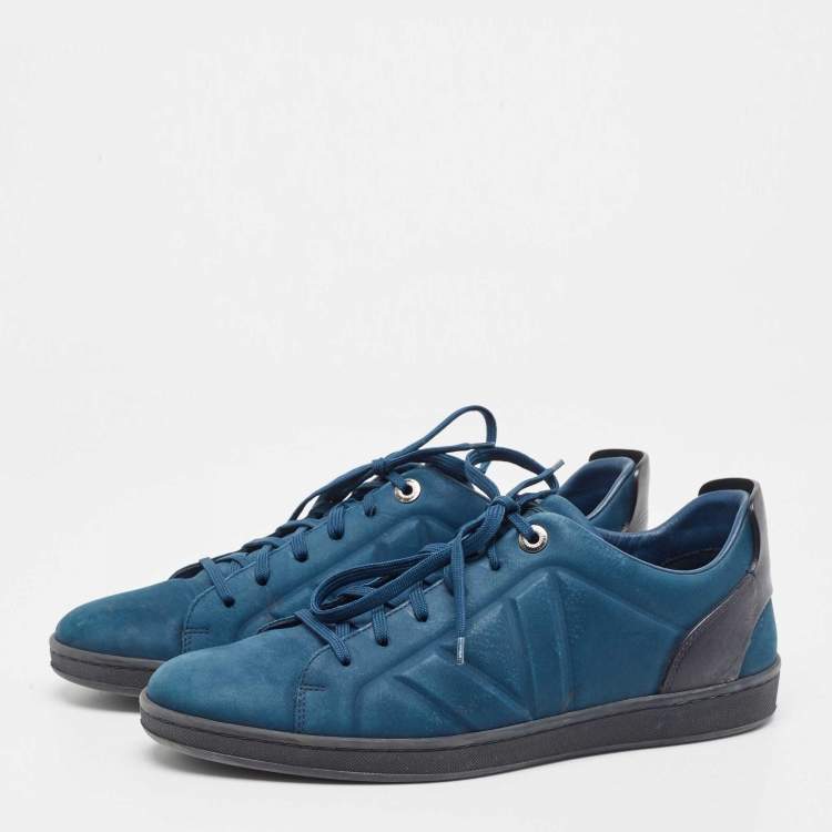 Pre Owned Louis Vuitton Blue Nubuck Leather Fuselage Low Top Sneakers Size 43