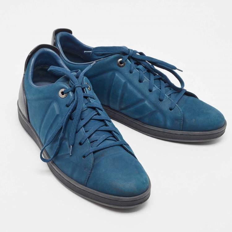 Pre Owned Louis Vuitton Blue Nubuck Leather Fuselage Low Top Sneakers Size 43