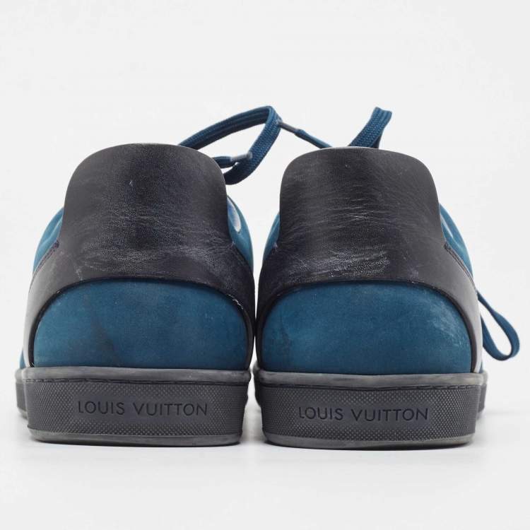Pre Owned Louis Vuitton Blue Nubuck Leather Fuselage Low Top Sneakers Size 43