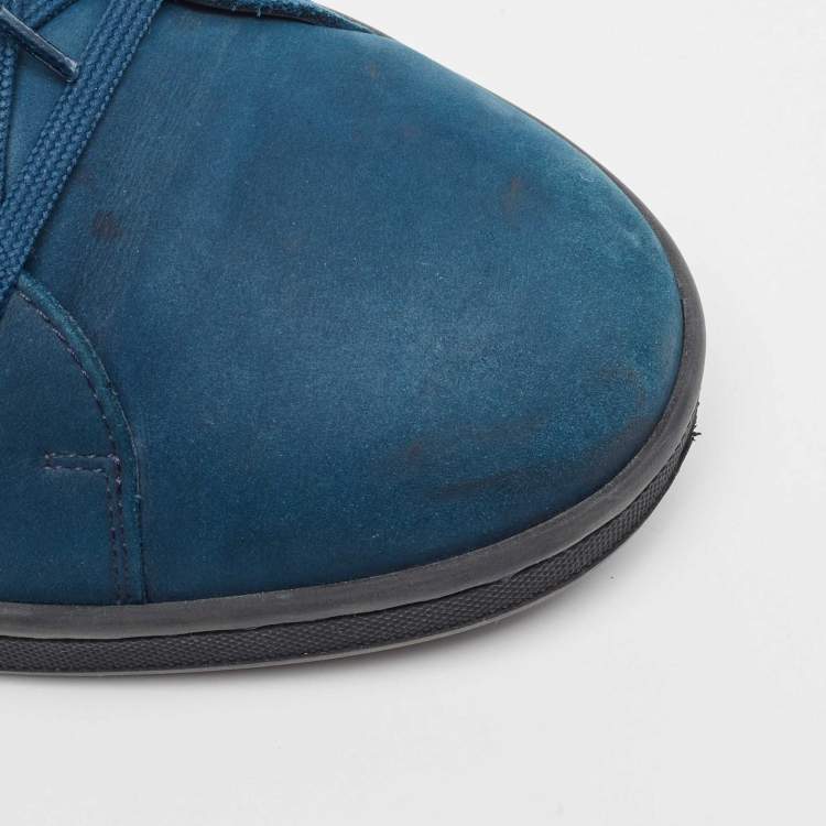 Pre Owned Louis Vuitton Blue Nubuck Leather Fuselage Low Top Sneakers Size 43