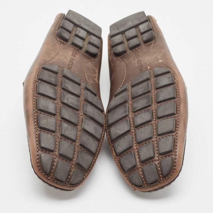 Pre Owned Louis Vuitton Brown Leather Monte Carlo Loafers Size 44.5