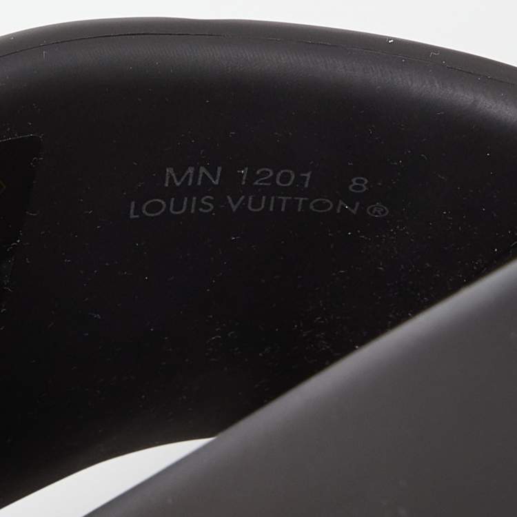 Pre Owned Louis Vuitton Black Monogram Rubber Waterfront Mule Sandals Size 42
