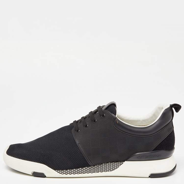 مملوكة مسبقًا Louis Vuitton Black Damier Rubber and Mesh Fastlane Sneakers Size 45