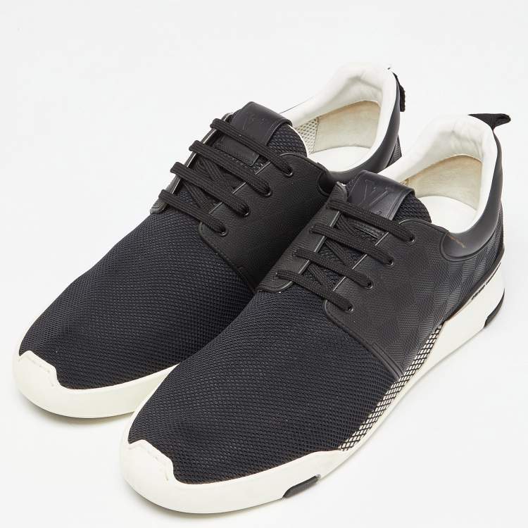 مملوكة مسبقًا Louis Vuitton Black Damier Rubber and Mesh Fastlane Sneakers Size 45