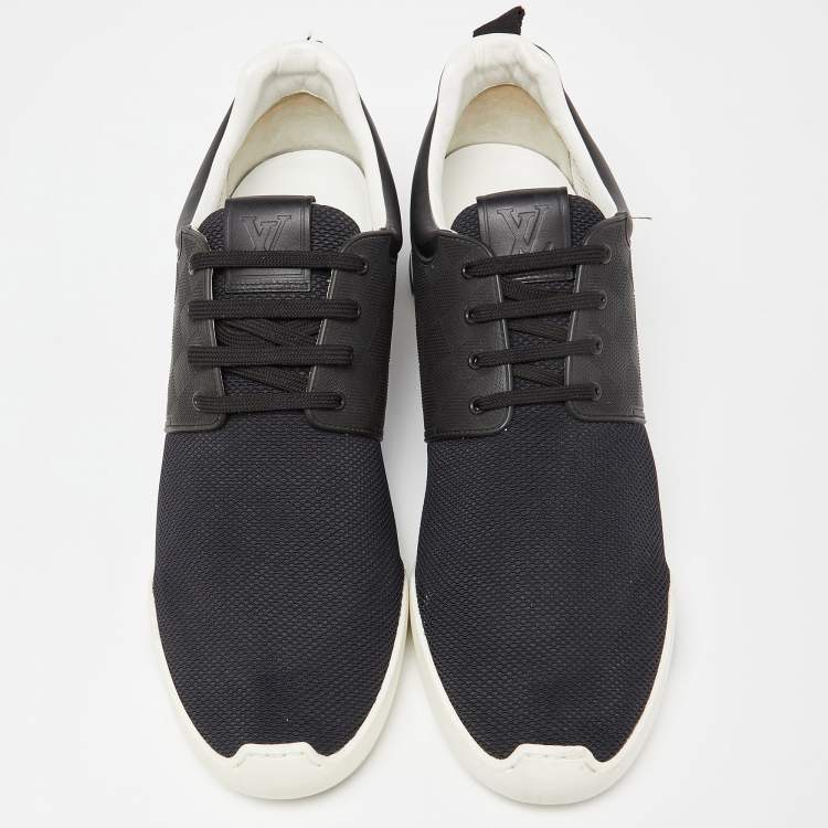 مملوكة مسبقًا Louis Vuitton Black Damier Rubber and Mesh Fastlane Sneakers Size 45