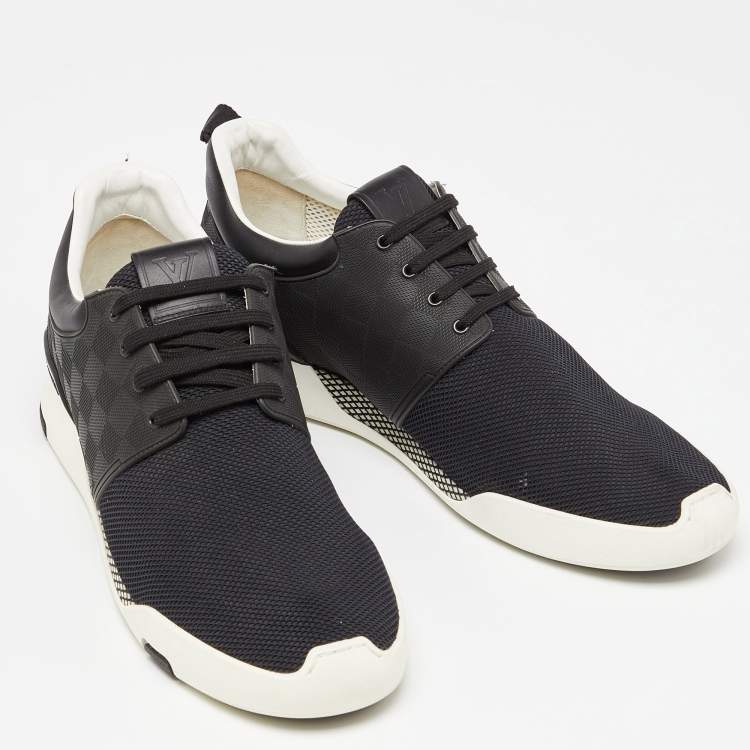 مملوكة مسبقًا Louis Vuitton Black Damier Rubber and Mesh Fastlane Sneakers Size 45