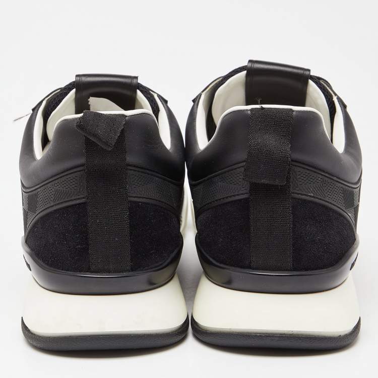 مملوكة مسبقًا Louis Vuitton Black Damier Rubber and Mesh Fastlane Sneakers Size 45