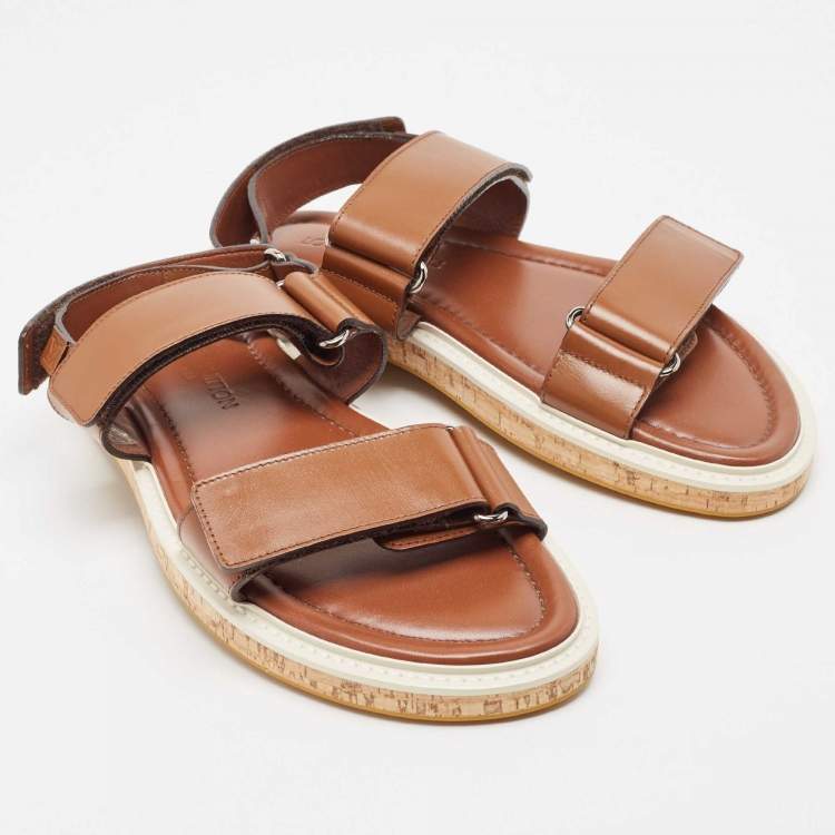 Pre Owned Louis Vuitton Brown Leather Sandals Size 42.5