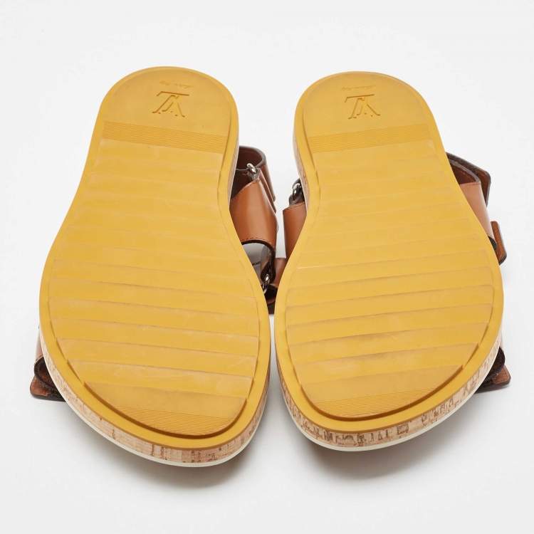Pre Owned Louis Vuitton Brown Leather Sandals Size 42.5