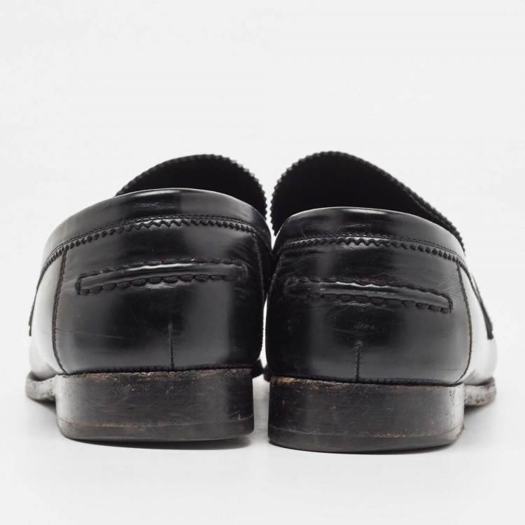 Pre Owned Louis Vuitton Black Leather Hockenheim Loafers Size 44